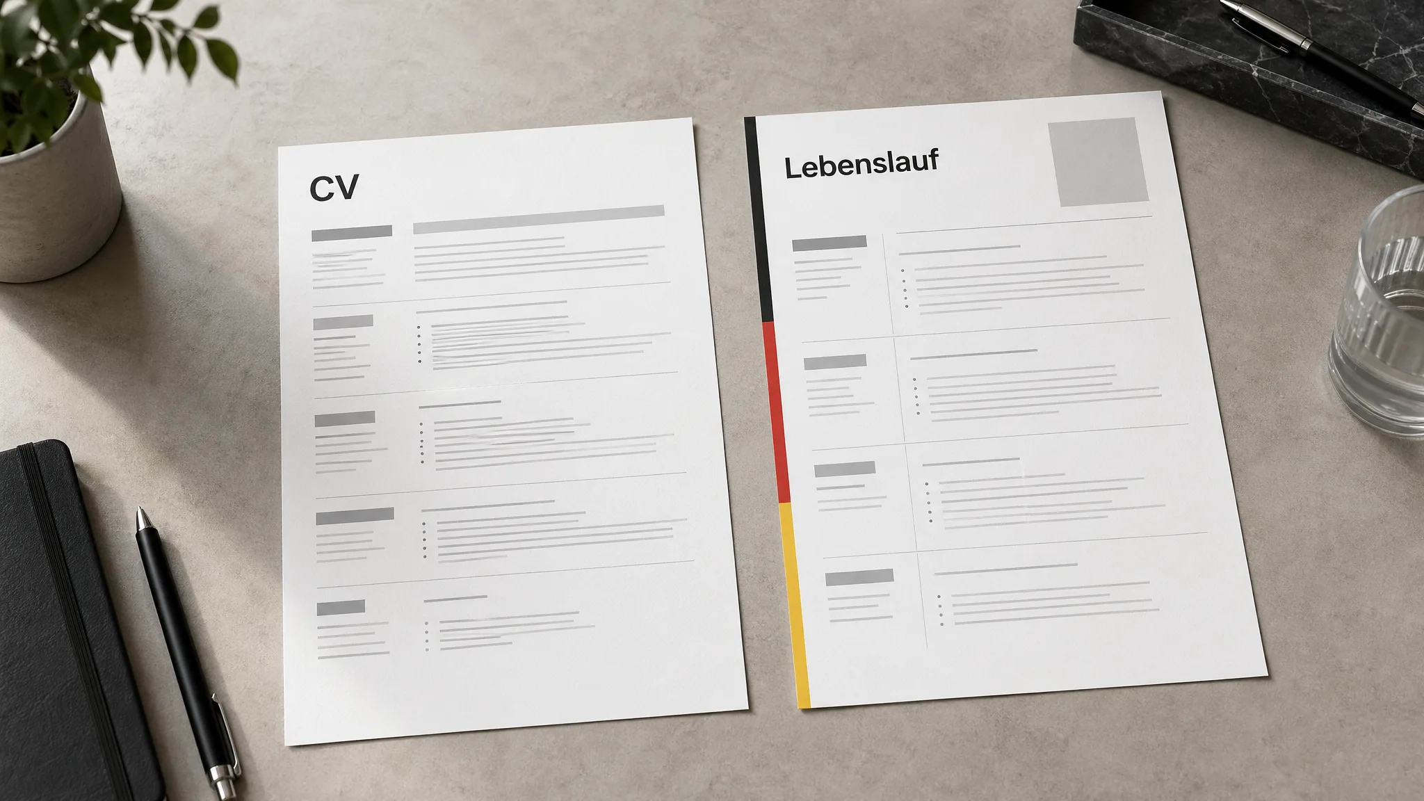 CV Template Deutsch im Vergleich zum internationalen Lebenslauf.