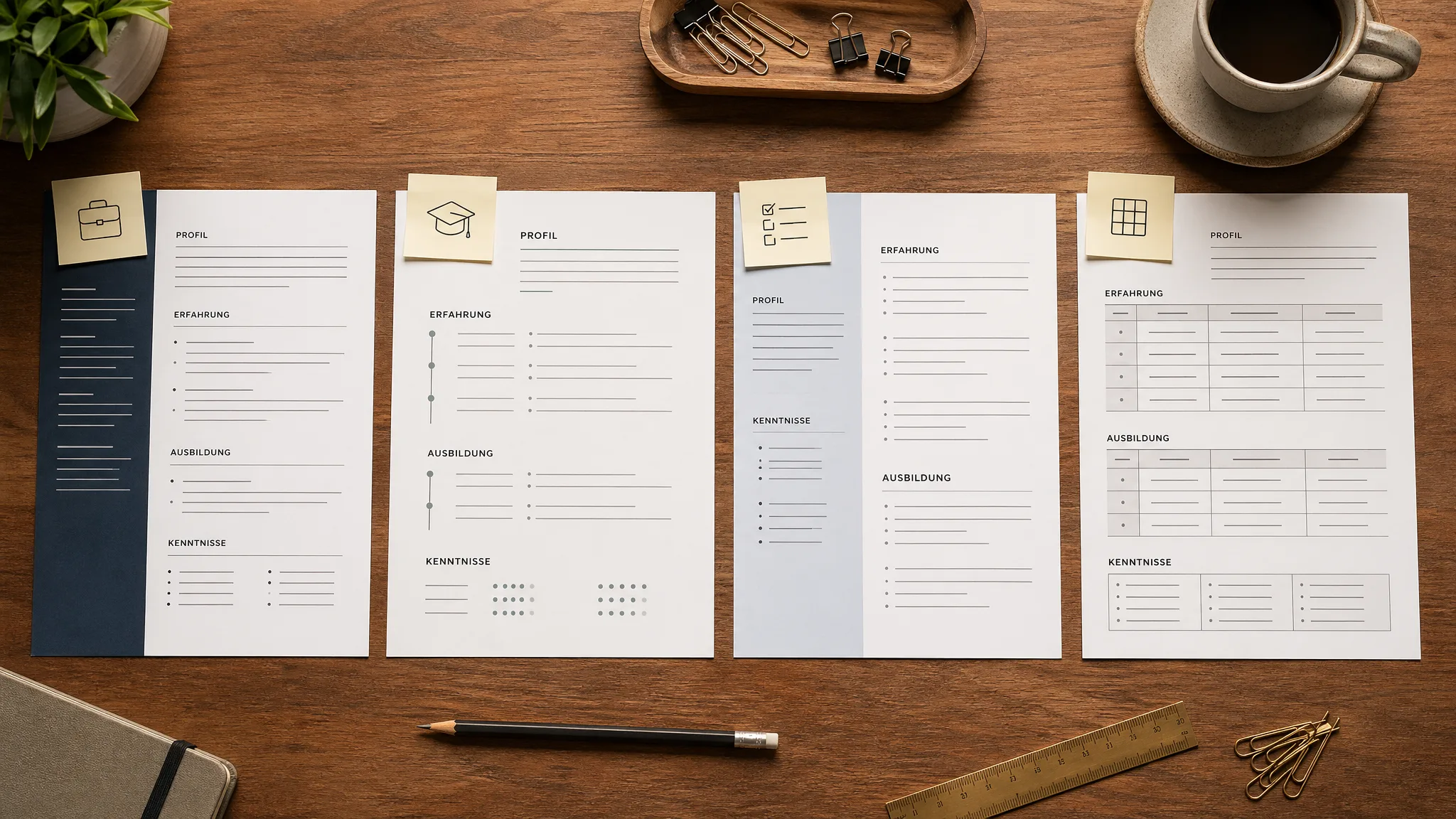 Vergleich verschiedener Lebenslauf-Vorlagen